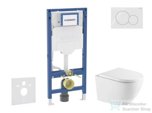 Geberit Duofix falra szerelhető WC szett, Kielle OUDEE Vortex rimless+ WC softclose ülőkével, Geberit Sigma 01 alpesi fehér nyomólappal, fehér SANI11CA31128