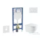 Geberit Duofix falra szerelhető WC szett, Kielle OUDEE Vortex rimless+ WC softclose ülőkével, Geberit Sigma 01 alpesi fehér nyomólappal, fehér SANI11CA31128