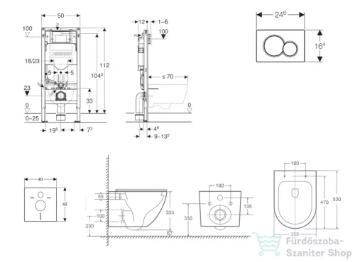 Geberit Duofix falra szerelhető WC szett, Kielle OUDEE Vortex rimless+ WC softclose ülőkével, Geberit Sigma 01 alpesi fehér nyomólappal, fehér SANI11CA31128