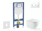 Geberit Duofix falra szerelhető WC szett, Kielle OUDEE Vortex rimless+ WC softclose ülőkével, Geberit Sigma 20 fehér/króm nyomólappal, fehér SANI11CA31129
