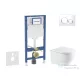 Geberit Duofix falra szerelhető WC szett, Kielle OUDEE Vortex rimless+ WC softclose ülőkével, Geberit Sigma 20 fehér/króm nyomólappal, fehér SANI11CA31129