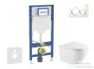 Geberit Duofix falra szerelhető WC szett, Kielle OUDEE Vortex rimless+ WC softclose ülőkével, Geberit Sigma 20 fehér/arany színű nyomólappal, fehér SANI11CA31132