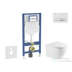   Geberit Duofix falra szerelhető WC szett, Kielle OUDEE Vortex rimless+ WC softclose ülőkével, Geberit Sigma 50 fehér/króm nyomólappal, fehér SANI11CA31133