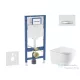 Geberit Duofix falra szerelhető WC szett, Kielle OUDEE Vortex rimless+ WC softclose ülőkével, Geberit Sigma 50 fehér/króm nyomólappal, fehér SANI11CA31133