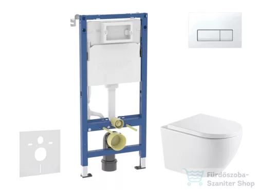 Geberit Duofix Basic falra szerelhető WC szett, Kielle OUDEE Vortex rimless+ WC softclose ülőkével, Geberit Delta 50 alpesi fehér nyomólappal, fehér SANI11CA31136