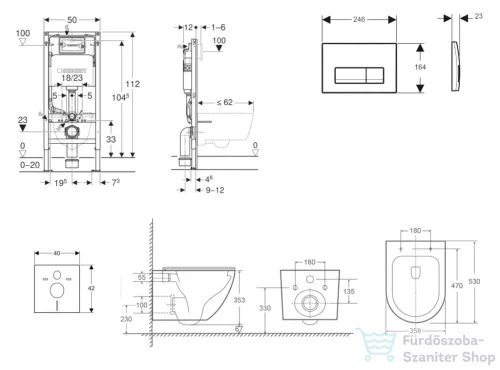 Geberit Duofix Basic falra szerelhető WC szett, Kielle OUDEE Vortex rimless+ WC softclose ülőkével, Geberit Delta 50 alpesi fehér nyomólappal, fehér SANI11CA31136