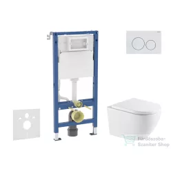   Geberit Duofix Basic falra szerelhető WC szett, Kielle OUDEE Vortex rimless+ WC softclose ülőkével, Geberit Delta 20 alpesi fehér nyomólappal, fehér SANI11CA31137