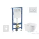 Geberit Duofix Basic falra szerelhető WC szett, Kielle OUDEE Vortex rimless+ WC softclose ülőkével, Geberit Delta 20 alpesi fehér nyomólappal, fehér SANI11CA31137