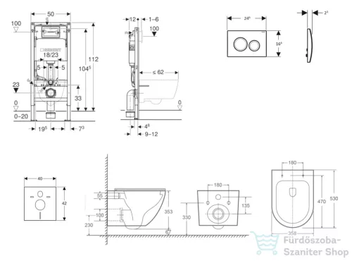 Geberit Duofix Basic falra szerelhető WC szett, Kielle OUDEE Vortex rimless+ WC softclose ülőkével, Geberit Delta 20 alpesi fehér nyomólappal, fehér SANI11CA31137