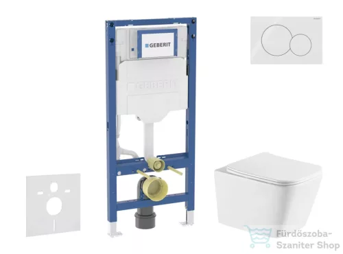 Geberit Duofix falra szerelhető WC szett, Kielle ARKAS I Vortex rimless+ WC softclose ülőkével, Geberit Sigma 01 alpesi fehér nyomólappal, fehér SANI11CA31139