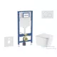 Geberit Duofix falra szerelhető WC szett, Kielle ARKAS I Vortex rimless+ WC softclose ülőkével, Geberit Sigma 01 alpesi fehér nyomólappal, fehér SANI11CA31139