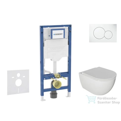 Geberit Duofix falra szerelhető WC szett, Kielle Oudee WC és soft close ülőkével, Geberit Sigma 01 alpesi fehér nyomólappal SANI11CA3113B