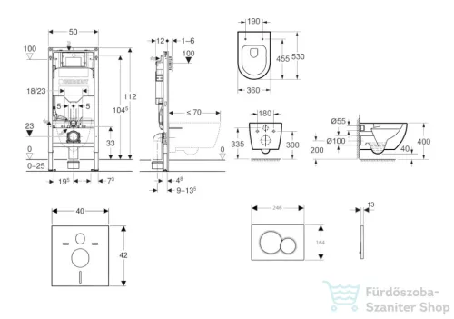 Geberit Duofix falra szerelhető WC szett, Kielle Oudee WC és soft close ülőkével, Geberit Sigma 01 alpesi fehér nyomólappal SANI11CA3113B