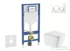 Geberit Duofix falra szerelhető WC szett, Kielle ARKAS I Vortex rimless+ WC softclose ülőkével, Geberit Sigma 20 fehér/arany színű nyomólappal, fehér SANI11CA31143