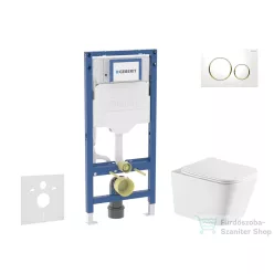   Geberit Duofix falra szerelhető WC szett, Kielle ARKAS I Vortex rimless+ WC softclose ülőkével, Geberit Sigma 20 fehér/arany színű nyomólappal, fehér SANI11CA31143