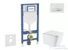 Geberit Duofix falra szerelhető WC szett, Kielle ARKAS I Vortex rimless+ WC softclose ülőkével, Geberit Sigma 50 alpesi fehér/króm nyomólappal, fehér SANI11CA31144