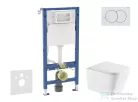 Geberit Duofix Basic falra szerelhető WC szett, Kielle Arkas I Vortex+ WC softclose ülőkével, Geberit Delta 01 fehér nyomólappal SANI11CA31146