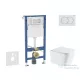 Geberit Duofix Basic falra szerelhető WC szett, Kielle Arkas I Vortex+ WC softclose ülőkével, Geberit Delta 01 fehér nyomólappal SANI11CA31146