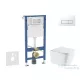 Geberit Duofix Basic falra szerelhető WC szett, Kielle Arkas I Vortex+ WC softclose ülőkével, Geberit Delta 50 alpesi fehér nyomólappal SANI11CA31147
