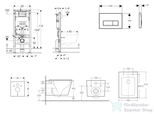 Geberit Duofix Basic falra szerelhető WC szett, Kielle Arkas I Vortex+ WC softclose ülőkével, Geberit Delta 50 alpesi fehér nyomólappal SANI11CA31147