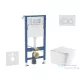 Geberit Duofix Basic falra szerelhető WC szett, Kielle Arkas I Vortex+ WC softclose ülőkével, Geberit Delta 20 alpesi fehér nyomólappal SANI11CA31148