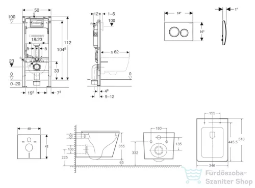Geberit Duofix Basic falra szerelhető WC szett, Kielle Arkas I Vortex+ WC softclose ülőkével, Geberit Delta 20 alpesi fehér nyomólappal SANI11CA31148