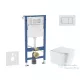 Geberit Duofix Basic falra szerelhető WC szett, Kielle Arkas I Vortex+ WC softclose ülőkével, Geberit Delta 30 alpesi fehér nyomólappal SANI11CA31149