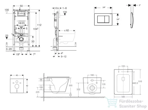 Geberit Duofix Basic falra szerelhető WC szett, Kielle Arkas I Vortex+ WC softclose ülőkével, Geberit Delta 30 alpesi fehér nyomólappal SANI11CA31149