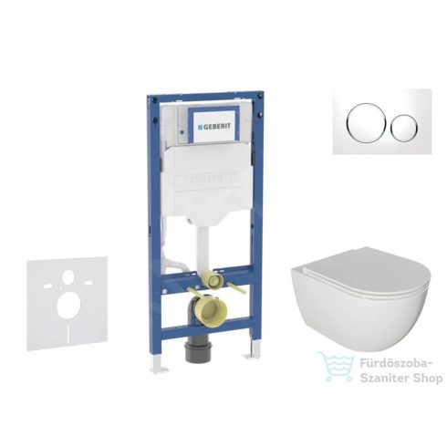 Geberit Duofix falra szerelhető WC szett, Kielle Oudee WC és soft close ülőkével, Geberit Sigma 20 fehér/króm nyomólappal SANI11CA3114B