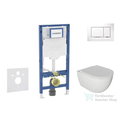 Geberit Duofix falra szerelhető WC szett, Kielle Oudee WC és soft close ülőkével, Geberit Sigma 30 fehér/króm nyomólappal SANI11CA3115B