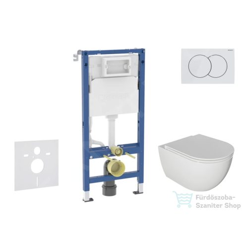 Geberit Duofix falra szerelhető WC szett, Kielle Oudee WC és softclose ülőkével, Geberit Delta01 fehér nyomólappal SANI11CA3116B