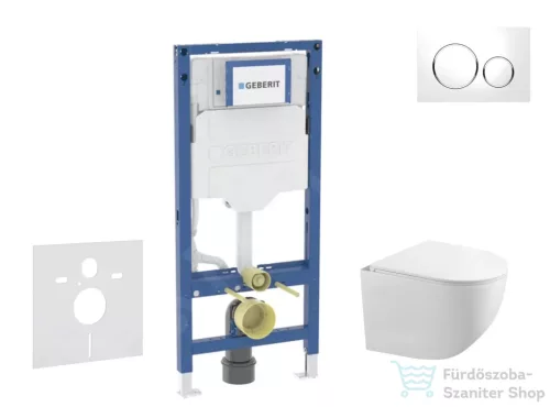 Geberit Duofix falra szerelhető WC szett, Kielle Gaia kompakt WC soft close ülőkével, Geberit Sigma 20 fehér/króm nyomólappal SANI11CA3118B