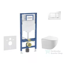   Geberit Duofix falra szerelhető WC szett, Kielle Gaia kompakt WC soft close ülőkével, Geberit Sigma 30 fehér/króm nyomólappal SANI11CA3119B