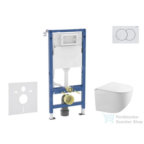 Geberit Duofix falra szerelhető WC szett, Kielle Gaia kompakt WC és soft close ülőkével, Geberit Delta 01 alpesi fehér nyomólappal SANI11CA3120B
