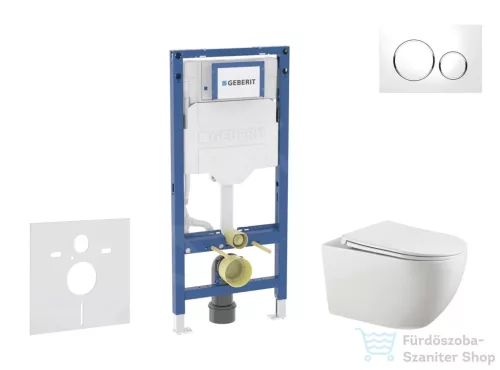 Geberit Duofix falra szerelhető WC szett, Kielle Gaia WC és soft close ülőkével, Geberit Sigma 20 fehér/króm nyomólappal SANI11CA3122B