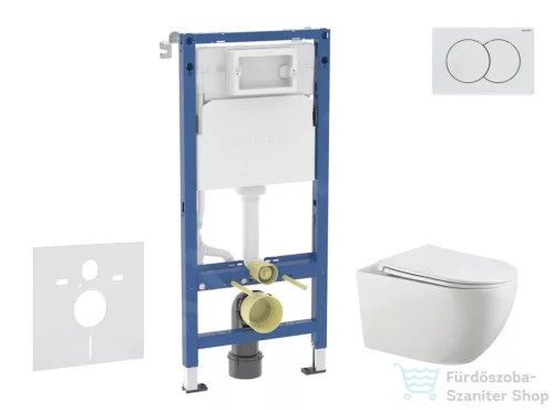 Geberit Duofix falra szerelhető WC szett, Kielle Gaia WC és soft close ülőke, Geberit Delta 01 alpesi fehér nyomólappal SANI11CA3124B