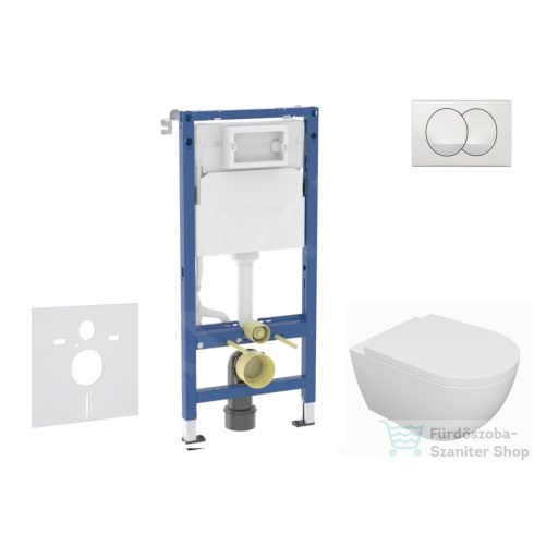 Geberit Duofix falra szerelhető WC szett, Kielle Oudee WC és softclose ülőkével, Geberit Delta Zero fehér nyomólappal SANI11CA3128B