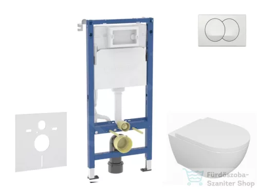Geberit Duofix falra szerelhető WC szett, Kielle Oudee WC és softclose ülőkével, Geberit Delta Zero fehér nyomólappal SANI11CA3128B