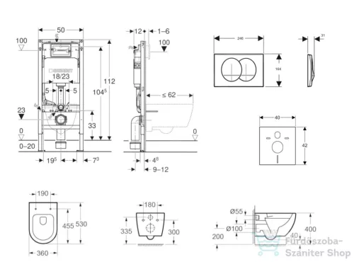 Geberit Duofix falra szerelhető WC szett, Kielle Oudee WC és softclose ülőkével, Geberit Delta Zero fehér nyomólappal SANI11CA3128B
