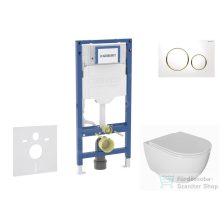   Geberit Duofix falra szerelhető WC szett, Kielle Oudee WC és soft close ülőkével, Geberit Sigma 20 fehér/arany színű nyomólappal SANI11CA3133B