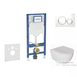   Geberit Duofix falra szerelhető WC szett, Kielle Oudee WC és soft close ülőkével, Geberit Sigma 20 fehér/arany színű nyomólappal SANI11CA3133B