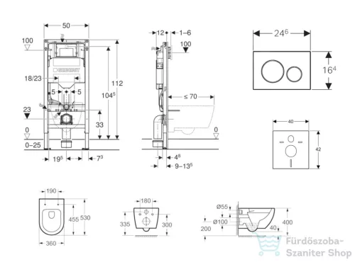 Geberit Duofix falra szerelhető WC szett, Kielle Oudee WC és soft close ülőkével, Geberit Sigma 20 fehér/arany színű nyomólappal SANI11CA3133B