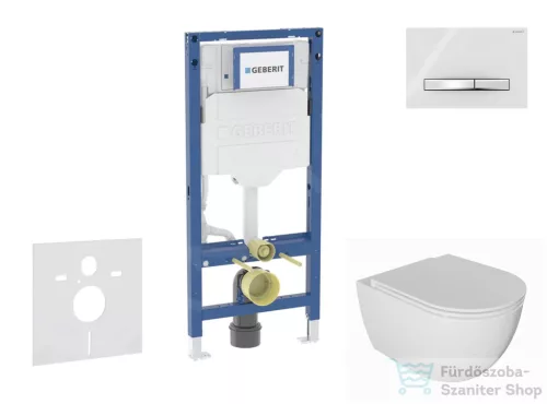 Geberit Duofix falra szerelhető WC szett, Kielle Oudee WC és soft close ülőkével, Geberit Sigma 50 alpesi fehér/króm nyomólappal SANI11CA3134B