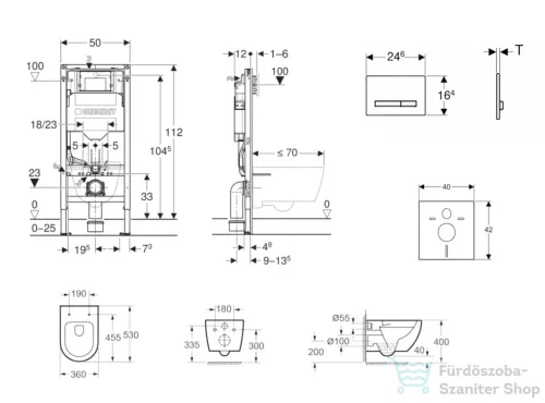 Geberit Duofix falra szerelhető WC szett, Kielle Oudee WC és soft close ülőkével, Geberit Sigma 50 alpesi fehér/króm nyomólappal SANI11CA3134B