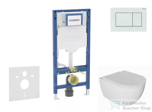 Geberit Duofix falra szerelhető WC szett, Kielle Oudee WC és soft close ülőkével, Geberit Sigma 30 fényes/matt fehér nyomólappal SANI11CA3135B