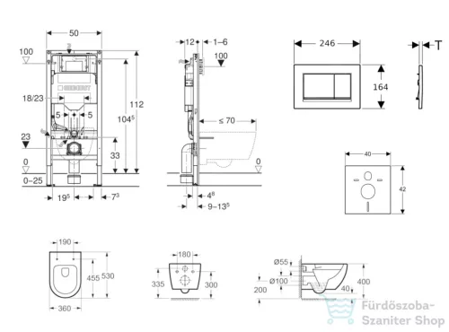 Geberit Duofix falra szerelhető WC szett, Kielle Oudee WC és soft close ülőkével, Geberit Sigma 30 fényes/matt fehér nyomólappal SANI11CA3135B