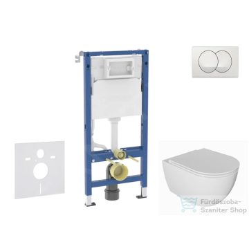   Geberit Duofix falra szerelhető WC szett, Kielle Oudee WC és softclose ülőkével, Geberit Delta Zero fehér nyomólappal SANI11CA3136B