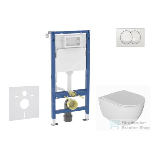 Geberit Duofix falra szerelhető WC szett, Kielle Oudee WC és softclose ülőkével, Geberit Delta Zero fehér nyomólappal SANI11CA3136B