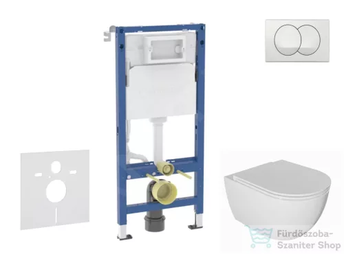 Geberit Duofix falra szerelhető WC szett, Kielle Oudee WC és softclose ülőkével, Geberit Delta Zero fehér nyomólappal SANI11CA3136B