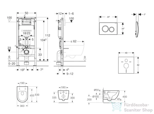 Geberit Duofix falra szerelhető WC szett, Kielle Oudee WC és softclose ülőkével, Geberit Delta 20 fehér nyomólappal SANI11CA3138B